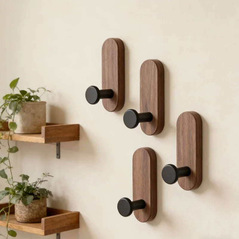 Woodworking Glue - Zelfklevende walnoot houten wandhaken voor het