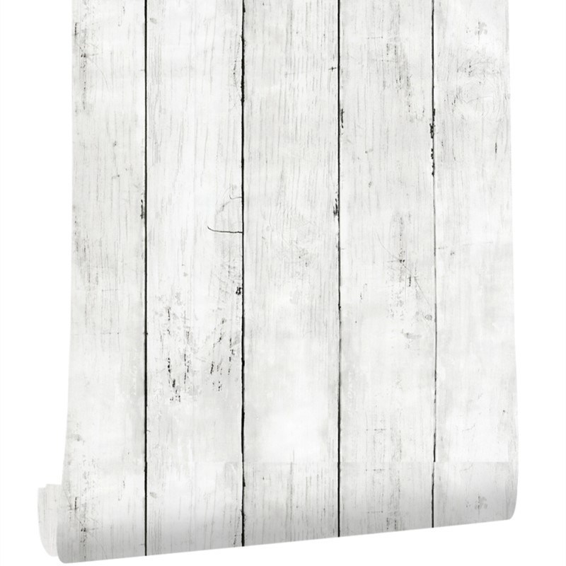Ivoorwitte, retro-look behang  - Woodworking Wallpaper recensie en prijs